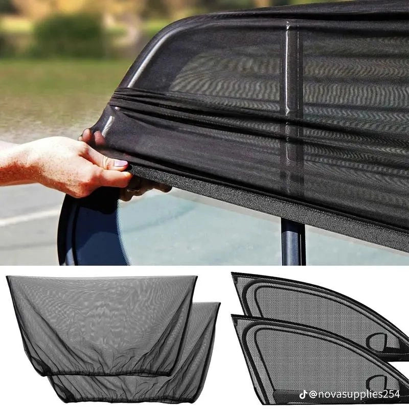 WindowShield UV Protection Car Side Window Curtain (Pack of 4)