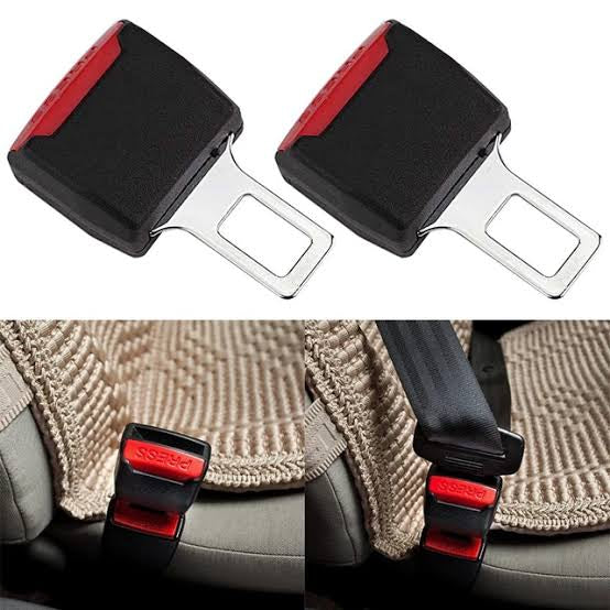 BLACK CAR SEAT BELT CLIP EXTENDER SAFETY LOCK BUCKLE PLUG - PAIR