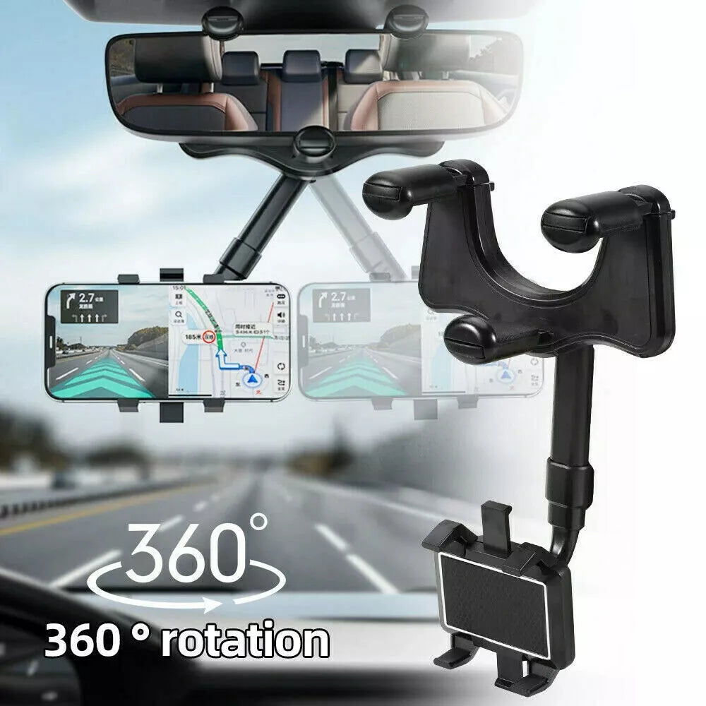 360° Rotatable And Retractable Car Phone Holder Multifunctional Rearview Mirror