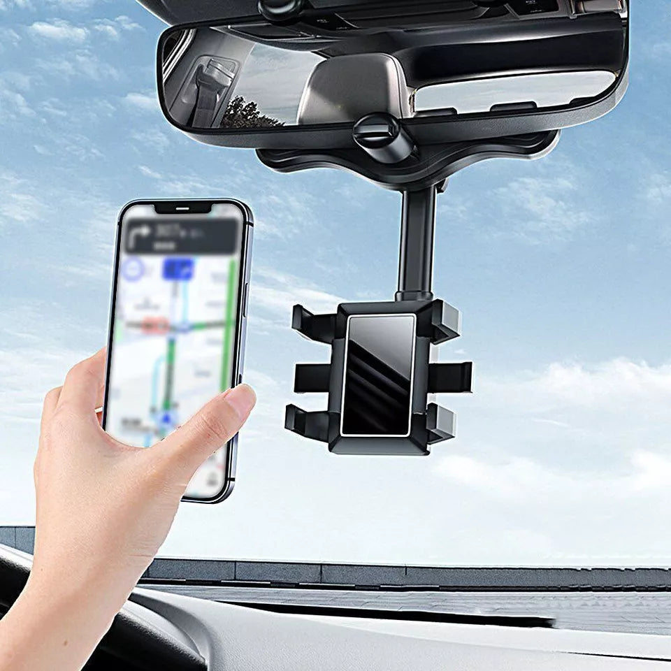 360° Rotatable And Retractable Car Phone Holder Multifunctional Rearview Mirror